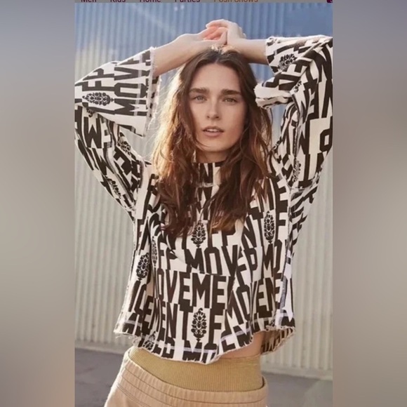 NWOT Free People Movement XS Wild Side Logo Sweatshirt Top Buti Print - Picture 4 of 5